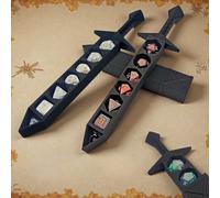 7 pièces Set de dés polyhédriques avec boîte de rangement en forme d'épée imprimée en 3D en résine ABS, convient aux joueurs de D&D, TTRPG RPG ou autres jeux de plateau, essentiel pour les fêtes d'été