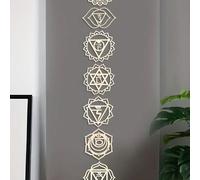 7 pièces Set Décoration murale de style boho en bois Chakra - Symboles de méditation, ornements de cristaux d'énergie, convient pour la décoration de la maison et de la chambre, idéal pour les mariage