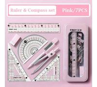 7 pièces/set Ensemble de règle multifonction pour examen étudiant. Ensemble de 7 pièces comprenant règle, compas, équerre, rapporteur, outil de cercle. Outil d'enseignement parfait pour les étudiants.