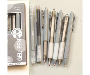 7 Pièces/set Stylos À Bouton-poussoir Avec Une Grande Valeur De Couleur Et De L'encre À Séchage Rapide Pour Les Exercices De Japonais Dans Une Boîte Taille UniqueABS