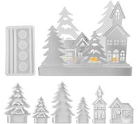 7 Pieces Silicone Moulding Moulds Houses,7 Pieces Silicone Tree Mould House With Base Silicone Moulding Mould Candle Holder Plaster Mould For Home Moulding Arb.[W547]
