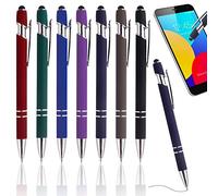7 Pièces Stylos à Bille Rétractable, 2 en 1 Stylet Personnalisés Capacitif, 1,0 mm Stylo Bille Rechargeables Encre Noire, pour L'école, le Travail, La maison et le Bureau