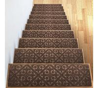 7 pièces Tampon de tapis auto-adhésif, antidérapant, anti-salissure, tapis de marche décoratif pour escalier, marchepied antidérapant, réduction du bruit 20,3*76cmUnicolorePolyester