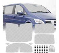 7 Pièces Tapis Thermique Voiture Remplacement pour Mercedes-Benz VITO W639 / Viano 2003-2014 Livré avec 30 Ventouses, Protection Solaire Pare-Brise, Ensemble de Pare-Soleil Pliable, Doublure Noire