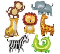 7 Pièces XXL Ballons Animaux Jungle - Feuille D'Aluminium pour Anniversaire Enfant, Mariages, Douche de Bébé - Décorations