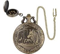7 Polyhedral Metal Dice,Ensemble De Montre De Poche Vintage,Pour Les Fêtes De Voyage Et Le Camping,Pour Les Jeux De Rôle (Loup)
