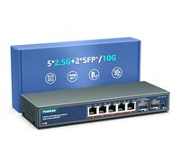 7 Port 2.5G Switch Ethernet Umanaged, 5 x 2.5G Base-T Ports, 2 x 10G SFP, Métal, sans Ventilateur, Commutateur Réseau YuanLey 10/100/1000M/2.5Gbe pour AP sans Fil, NAS, PC, Montage Mural