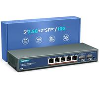 7 Port 2.5G Switch Ethernet Umanaged, 5 x 2.5G Base-T Ports, 2 x 10G SFP, Métal, sans Ventilateur, Commutateur Réseau 10/100/1000M/2.5Gbe pour AP sans Fil, NAS, PC, Montage Mural