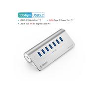 (7 ports USB 3.2 1M) 10 Gbit/s HUB aluminium SuperSpeed alimenté PD60W Chargeur répartiteur de type