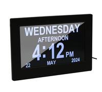 7" Pouce LCD Horloge Numérique Calendrier, Horloge Alzheimer avec Date Jour Et Heure, Auto Dimming, Affichage HD, Rappels Personnalisés pour Adultes et Enfants et Maladie d'Alzheimer (Noir)