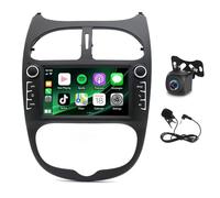 7 Pouces Autoradio Android 2 Din pour Peugeot 206 206CC 206SW 2000-2008, 2+32G Dab Autoradio écran Tactile Récepteurs GPS Navigation avec Wireless Carplay Bluetooth WiFi FM RDS Radio Caméra Recul