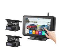 7 Pouces Tactile AHD 4 Canaux sans Fil BSD DVR Enregistreur Moniteur Caméras Magnétiques Solaires pour Remorque Camping-Car RV Chariot Élévateur Caméra Arrière(NO,Monitor add 1Cam)