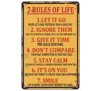 7 Rules of Life - Plaque en métal vintage inspirante - Inscription « Let It Go Ignore Them » - Pour maison, cuisine, café, bar, club - 20,3 x 30,5 cm