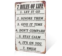 7 Rules of Life Plaque en métal vintage pour salon, chambre, cuisine, salle de bain