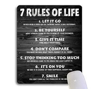 7 Rules of Life Tapis de souris avec citations de motivation et citation inspirante sur la vie Tapis de souris rustique en bois noir pour ordinateurs