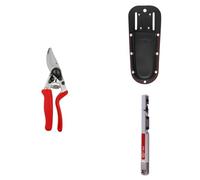 7 Sécateur Professionnel Bypass 25 mm avec Poignée Rotative pour Main Droite + Étui Cuir FELCO 910 Black + Aiguiseur FELCO 905