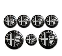 7 Set 60mm Wheel Center Cap Emblem, Pour Alfa Romeo Brera 159 SW New Spider Giulietta Nouveau Logo 74mm Capot Tronc + Volant Badge Car Styling Accessoires