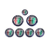 7 Set 60mm Wheel Center Cap Emblem, Pour Alfa Romeo Brera 159 SW New Spider Giulietta Nouveau Logo 74mm Capot Tronc + Volant Badge Car Styling Accessoires