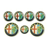 7 Set 60mm Wheel Center Cap Emblem, Pour Alfa Romeo Brera 159 SW New Spider Giulietta Nouveau Logo 74mm Capot Tronc + Volant Badge Car Styling Accessoires