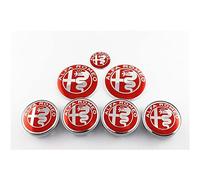 7 Set 60mm Wheel Center Cap Emblem, Pour Alfa Romeo Brera 159 SW New Spider Giulietta Nouveau Logo 74mm Capot Tronc + Volant Badge Car Styling Accessoires