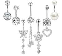 7 Stück Piercing Nombril Acier Chirurgical,percing Au Nombril Acier Inoxydable,Surgical Steel Belly Bar Set of Bars Belly Bar Hanging Belly Bar Jewelry