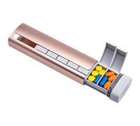 7-Tage-Pillendose, tragbare Metall-Pillendose, 7-Fächer-Vitaminenaufbewahrung, leicht zu öffnende wöchentliche Pillendose aus Aluminiumlegierung, Reisebox, rosa