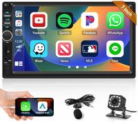 7"" Touch Screen Car Radio 2 Din, Bluetooth Car Radio With Carplay Android Auto Mirror Link Fm Radio Eq Steering Wheel Control Usb Tf/Sd Aux+Backup Camera