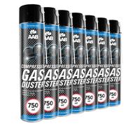 7 x AAB Bombe a Air Comprimé 750ml - Préparation en Spray, sans Odeur Nettoyage PC, Enlever la Poussière, Bombe d'air Sec, Aérosol de Rendement Élevé, Computer Cleaner, sans Fréon