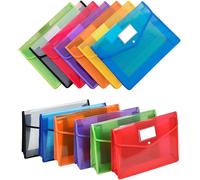 7 X Plastic File Folders,Waterproof Document Bags With Press Button,Transparent Folder,File Bag For Documents,Certificates,Receipts,Office And School