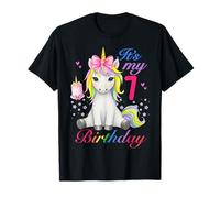 7 Year Old Girl Rainbow Unicorn 7th Birthday Party Outfit T-Shirt