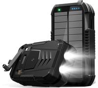 70 000 mAh Batterie Solaire sans Fil intégrée dans 2 câbles et manivelle, Chargeur Portable 30 W, Chargeur Rapide 6 Sorties et 4 entrées, Batterie Externe avec Lampe de Poche Lumineuse