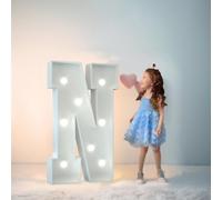 70/100/120cm Marquee Letters Numbers Large Light Up Letters Baby Shower Decorations Wedding Engagement Proposal White Party Decorations Sign Big Cardboard Backdrop(Letter N,100cm/3FT)