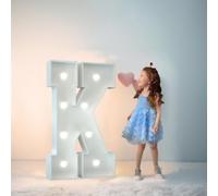 70/100/120cm Marquee Letters Numbers Large Light Up Letters Baby Shower Decorations Wedding Engagement Proposal White Party Decorations Sign Big Cardboard Backdrop(Letter K,70cm/2.3FT)