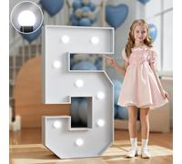 70/100/120cm Marquee Letters Numbers Large Light Up Letters Baby Shower Decorations Wedding Engagement Proposal White Party Decorations Sign Big Cardboard Backdrop(Number 5,120cm/4FT)
