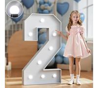 70/100/120cm Marquee Letters Numbers Large Light Up Letters Baby Shower Decorations Wedding Engagement Proposal White Party Decorations Sign Big Cardboard Backdrop(Number 2,120cm/4FT)