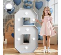 70/100/120cm Marquee Letters Numbers Large Light Up Letters Baby Shower Decorations Wedding Engagement Proposal White Party Decorations Sign Big Cardboard Backdrop(Number 6,100cm/3FT)