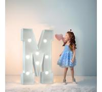 70/100/120cm Marquee Letters Numbers Large Light Up Letters Baby Shower Decorations Wedding Engagement Proposal White Party Decorations Sign Big Cardboard Backdrop(Letter M,100cm/3FT)