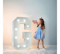 70/100/120cm Marquee Letters Numbers Large Light Up Letters Baby Shower Decorations Wedding Engagement Proposal White Party Decorations Sign Big Cardboard Backdrop(Letter G,70cm/2.3FT)