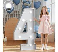 70/100/120cm Marquee Letters Numbers Large Light Up Letters Baby Shower Decorations Wedding Engagement Proposal White Party Decorations Sign Big Cardboard Backdrop(Number 4,70cm/2.3FT)