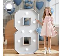 70/100/120cm Marquee Letters Numbers Large Light Up Letters Baby Shower Decorations Wedding Engagement Proposal White Party Decorations Sign Big Cardboard Backdrop(Number 8,100cm/3FT)