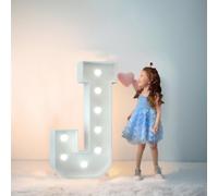 70/100/120cm Marquee Letters Numbers Large Light Up Letters Baby Shower Decorations Wedding Engagement Proposal White Party Decorations Sign Big Cardboard Backdrop(Letter J,120cm/4FT)