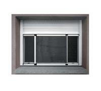 70/132 x 50 cm.-Moustiquaire fixe extensible.Profilé en aluminium laqué blanc. Filet en fibre de verre. Adaptable à tous types de