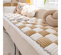 (70*210cm, marron clair)Housse de canapé en flanelle Coussin de canapé en damier Housse de canapé en coton jardin-chic Style crème à carreaux pour coussin de protection de canapé, coussin de fenêtre e