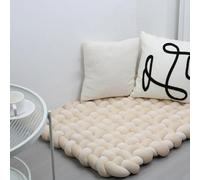 70 * 80 cm épaissi Coussin Doux tissé à la Main Pure Tapis de Jeu pour bébé Tummy Time Cushion Area Rug Tapis Coussin siège (Light Khaki)