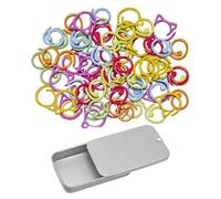 70 Aiguilles Au Crochet Colorées, 1 Boîte en Argent, Boucle De Marque De Laine, Cercle De Marque De Forme d'oreille De Chat, Outil De Tricotage en Spirale, Boîte De Fer Push-Pull.