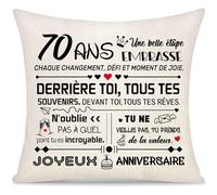 70 Ans Anniversaire Housse de Coussin pour Femmes Hommes Maman Papa Grand-mère Grand-père Tante Sœurs Amis Cousine Femme Amant 70ème Cadeau d'Anniversaire Housse de Coussin pour Anniversaire (70)