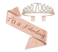 70 Ans Decoration Anniversaire Femme, Echarpe Couronne Anniversaire 70 Ans, Couronne Diadème en Cristal 70 Numéro Or Rose, Couronne de Princesse, Cadeau Anniversaire 70e Femme