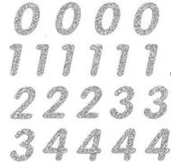 70 Autocollants - Chiffres - Paillettes argentées Argenté G