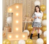 70 cm - 2,3 pieds géants avec lumière LED chiffres 1, panneau d'éclairage de marquise en mosaïque, lampes LED pour la Saint Valentin, anniversaire, Noël, Nouvel an - Syibelters