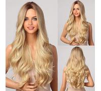 70 cm de long blond ondulé perruques pour les femmes, les cheveux naturels synthétiques avec le milieu perruques complètes tous les jours et l'utilisation de la fête